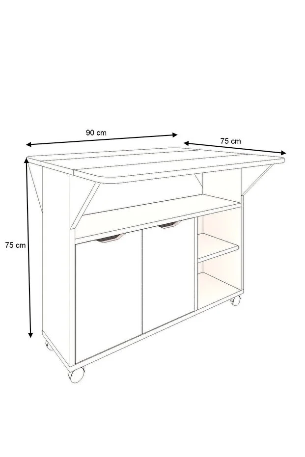 Kelebek Yemek Masası Mutfak Masası Katlanır Pratik Tekerlekli Oval